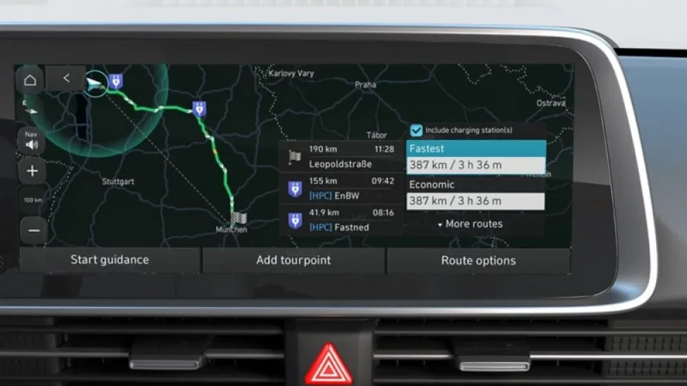 Oplaadpunten langs de route.